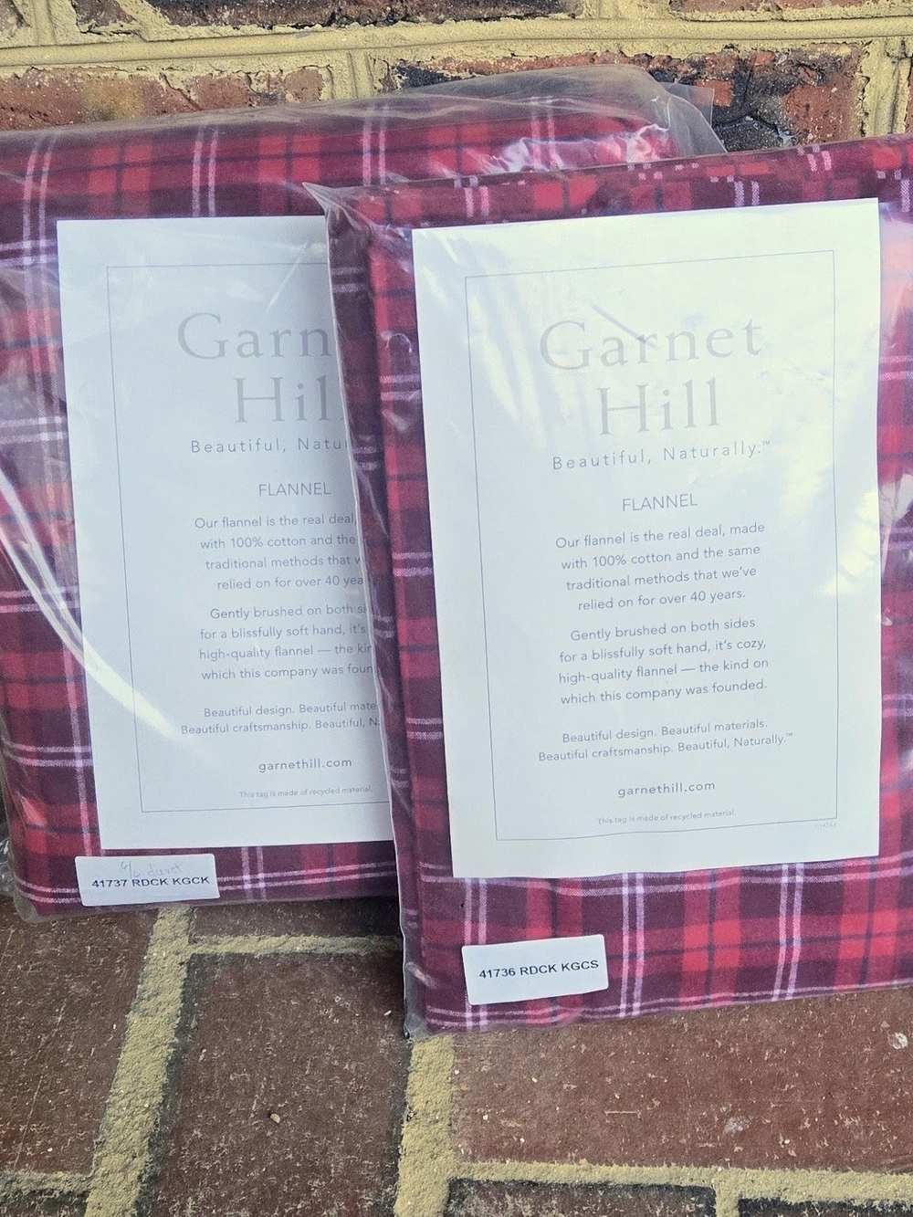 Garnet Hill Red Plaid Flannel King Duvet And 2 King Pillow Cases